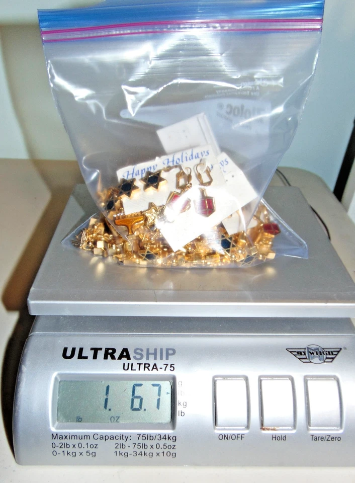 Jewish Hanukkah Holiday Junk Jewelry Lot Vintage-Now Craft Making Design 1.6 Lbs - Image 2 of 4