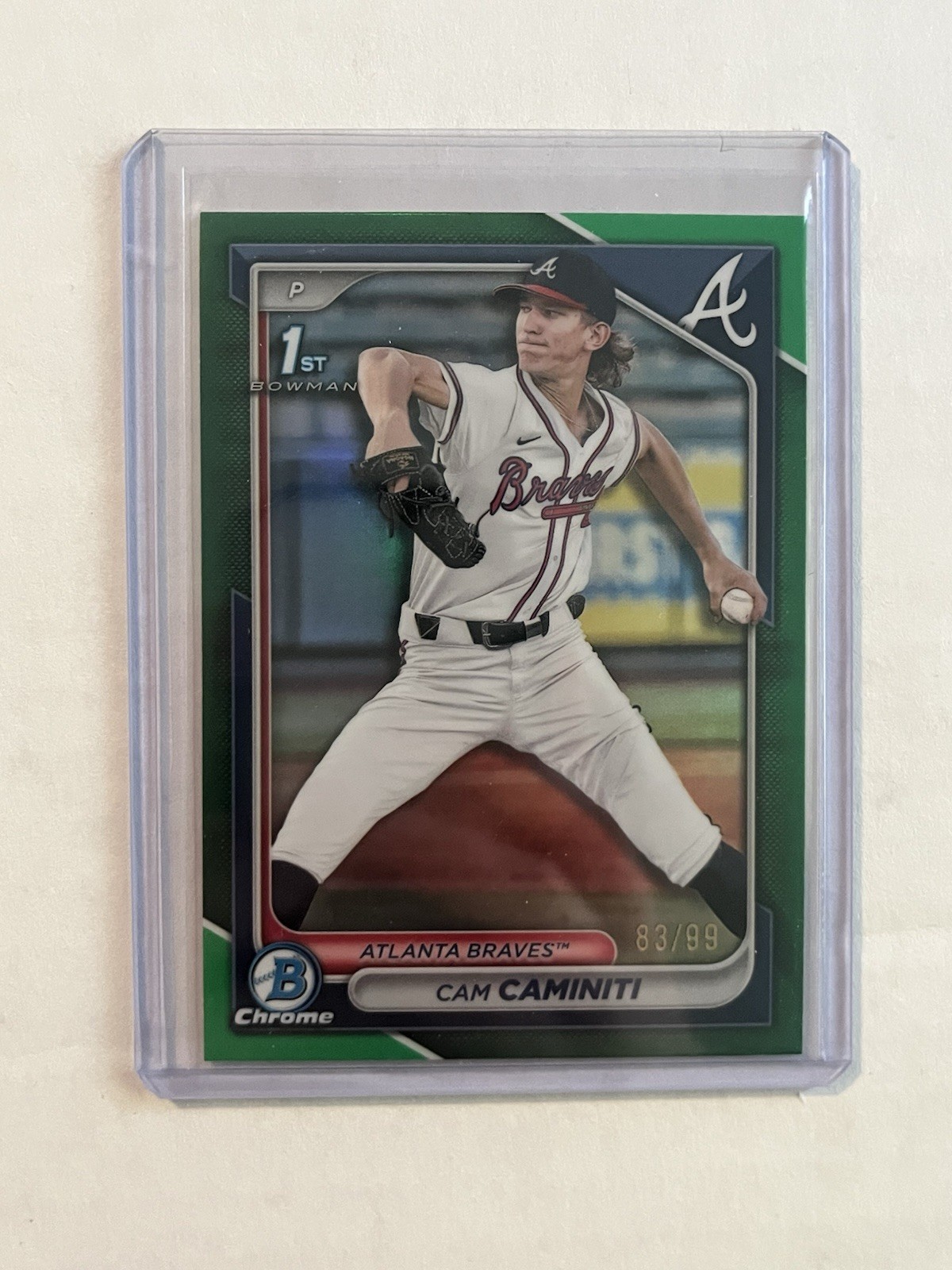 2024 Bowman Draft Chrome Cam Caminiti Bowman 1st Green Refractor /99 RC BRAVES
