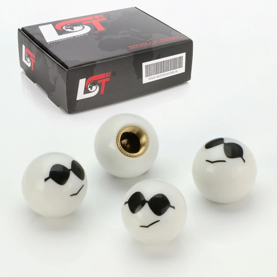 4X Bouchons De Valve En Aluminium Pour Pneus Emoji Smiley Cool Blanc Pour HONDA - Photo 1/3