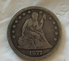 1877 S  Seated Liberty Quarter 25C.