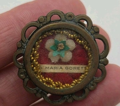 Vintage St. Maria Goretti Virgin & Martyr Relic Reliquary with Red Wax Seal.