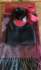 Vince camuto beanie hat scarf wrap pashmina 44  x 80  set print NWT
