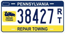 Custom Pennsylvania REPAIR TOWING License Plate – Personalized Plate 
