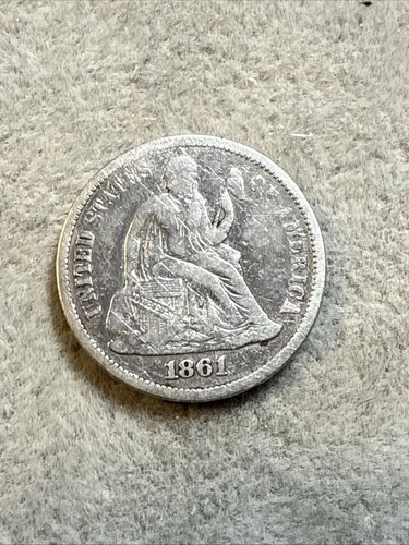 1861 Seated Liberty Dime G Good Condition Nice Coin See Pics 7847