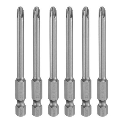 6pcs Magnetic Phillips Screwdriver Bit PH2 1/4'' Hex Shank 75mm Long 4.5mm Rod