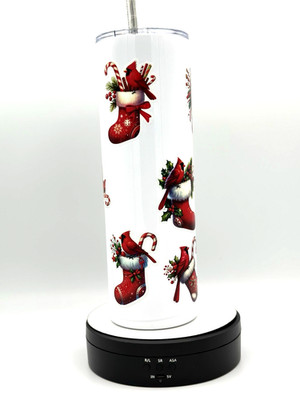 Christmas Tumbler Stainless Steel with Straw Red Cardinal  Design / 30oz