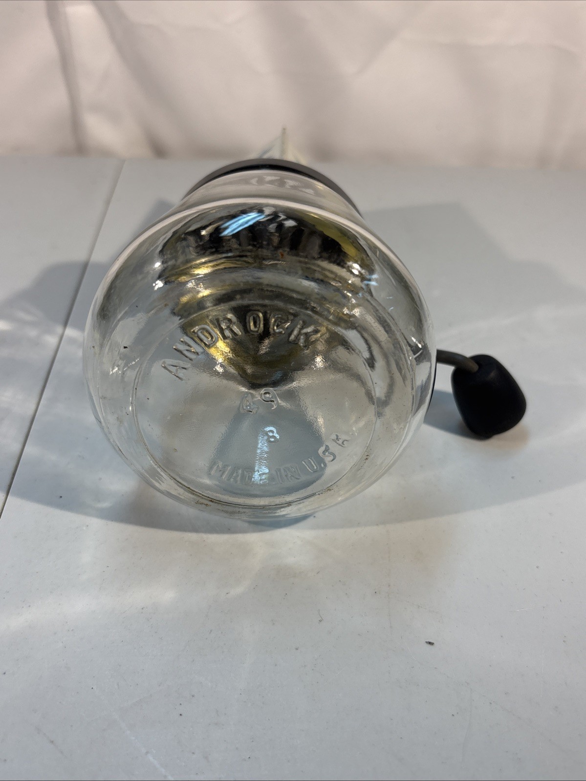 Vintage Androck #49 made In The Usa Chopper, Grinder Glass Jar ￼