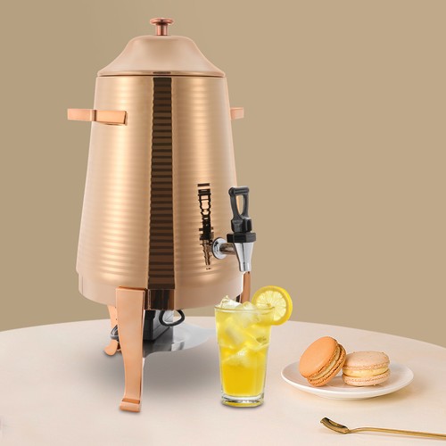 Distributore di Bevande in Acciaio Inox Oro Rosa 13L, Dispenser di Bevande Calde con Supporto - Foto 11 di 12