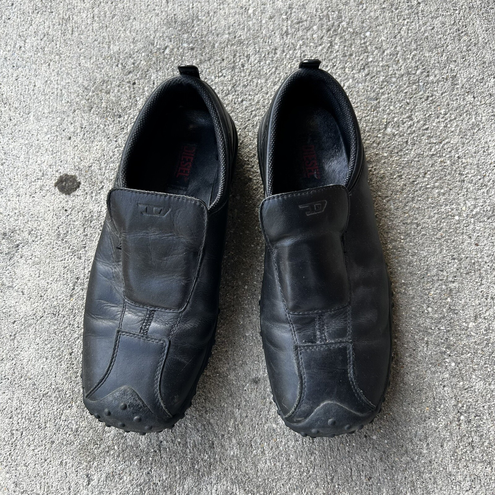 vintage 2000 diesel leather slip on shoes,