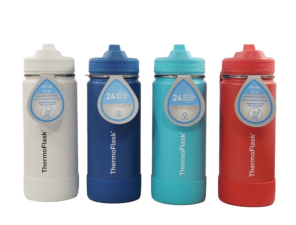 16 oz ThermoFlask Vacuum Insulated Stainless Steel Water Bottle + Straw,  Choose