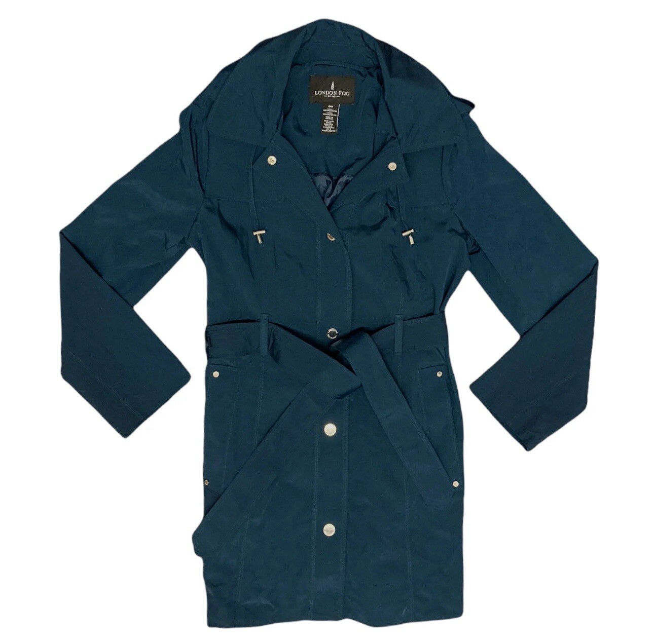 New London Fog Women’s Real Blue Hooded Trench Coat XXL Jacket