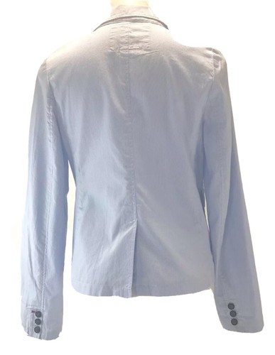 Cartonnier Anthropologie Womens M Blue White Striped Blazer Jacket Long Sleeve - Picture 8 of 11