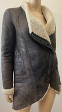 Helmut Lang Chocolate Brown Pre-weathered Distress Look Sheepskin Jacket P