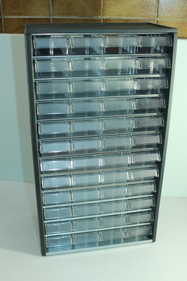 48 Drawer Cabinet, Clear Drawers, Black 550 cab x24 L04 Drawers