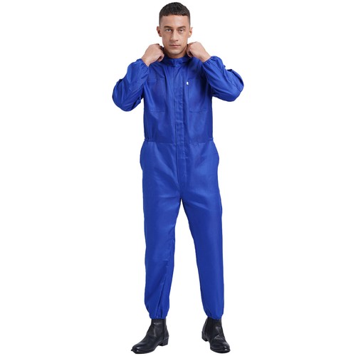 Mens Coverall Flame Jumpsuit Resistant Hooded Mechanic Dungarees Halloween Work - Picture 30 of 50