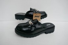 NEW POD "NANCY" MULE LOAFER BLACK LEATHER LOW HEEL SLIDE SANDALS UK4 EU37 RP �70