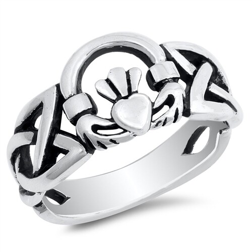 Celtic Claddagh Heart Ring 925 Sterling Silver NEW - Afbeelding 2 van 3