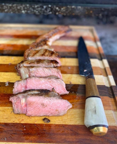 Coltello in legno per barbecue argentino, foglia in acciaio al carbonio 26 cm - Foto 2 di 10