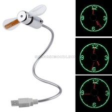 LED fan mini USB clock fan powered cooling flashing real time display function