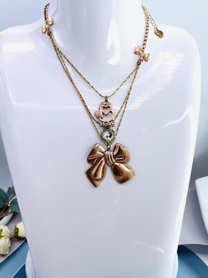 Betsey johnson Vintage In Love Crystal & Row Charms Statement Necklace