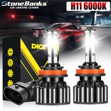4-Side H11 LED Headlight H8 H9 Kits 2400W 360000LM Bulbs Power 6000K White BLACK