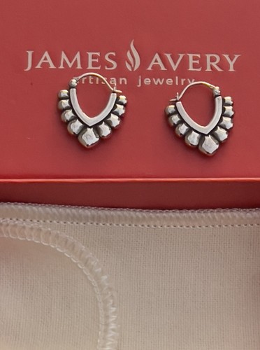 James Avery Retired pebble rudimentary artisan brutalist Hoop Earrings - Picture 12 of 12