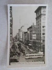 A392 Vintage Postcard RPPC Broadway looking north 7th Los Angeles California CA