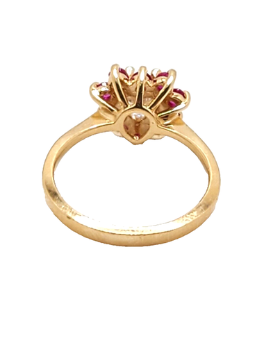 14K Yellow Gold Pink Sapphire & White CZ Heart Ring, US Size 6, 3.2 Grams - 第 6/7 張圖片