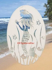 Mermaid Static Cling Window Decal 26x41 OVAL Tropical Decor for Shower Glass