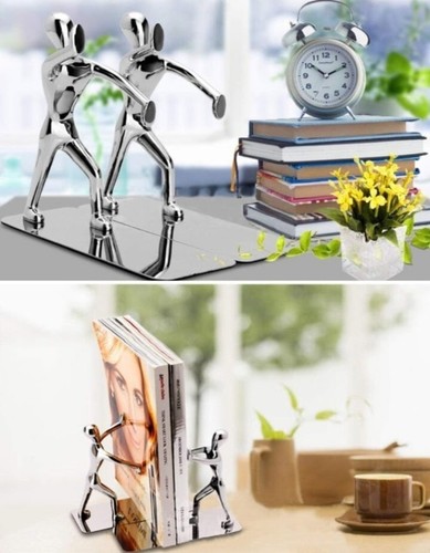 Edelstahl Mann Figuren Buchstützen rutschfest Kunst Menschen Form - Bild 5 von 6
