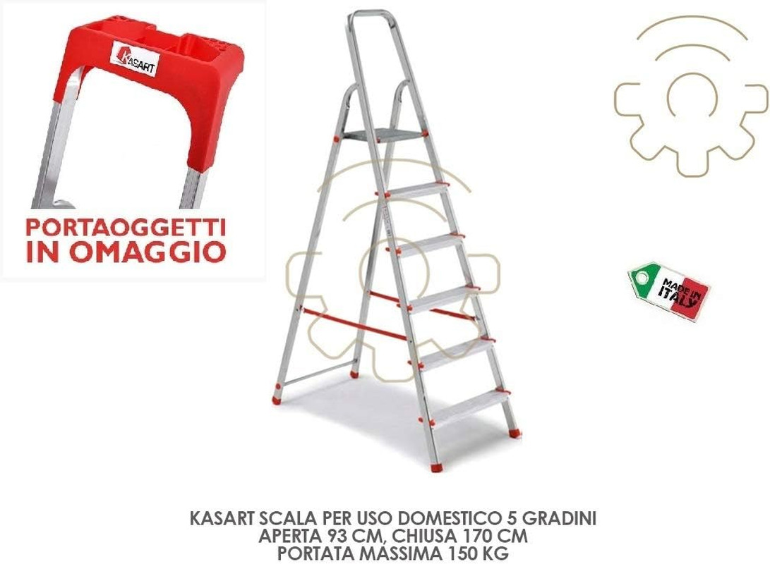 Scala Leggera per Casa in Alluminio 150kg | Scaletta Italiana Sicura - 2
