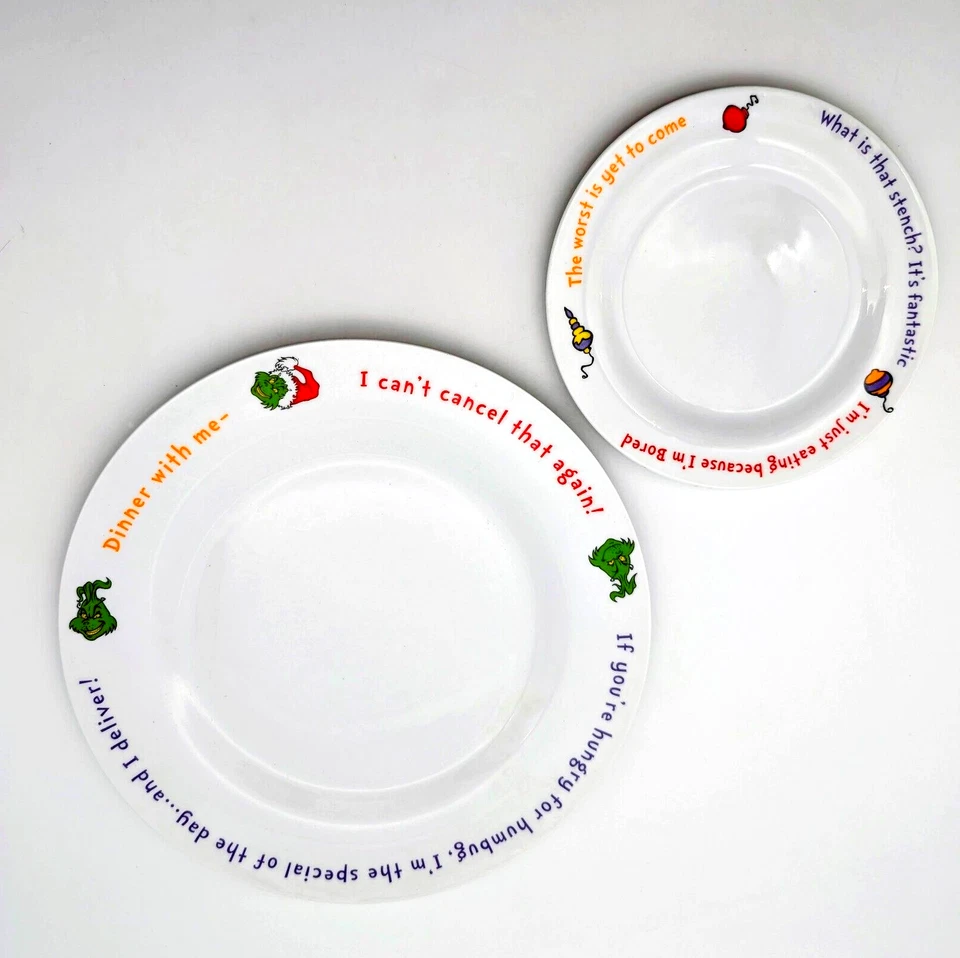 Juego de platos de 3 piezas Grinch Who Stole Christmas 2000 de colección plato de cena y ensalada y tazón Foto 2 de 4