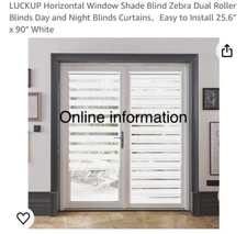 Blinds Day and Night Blinds Curtains，Easy to Install 25.6" x 90" White