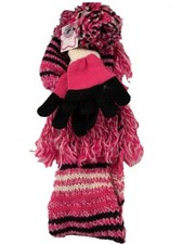 TOBY Girls Pom Pom Hat Gloves and Scarf Set -Multicolor 7-14