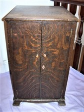 PRICE REDUCED! Rare Oak Vintage HMV Record Storage Cabinet Stores 100 Records