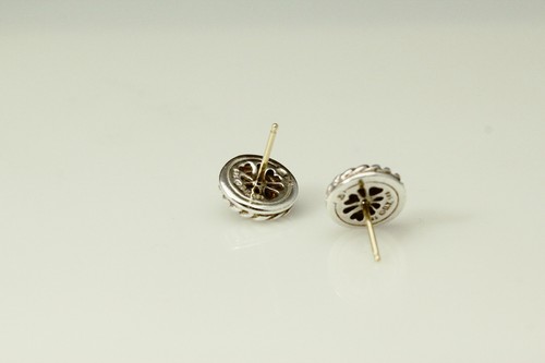 David Yurman 925 Sterling Silver 14K Yellow Gold Black Stone Stud 5.3g (EAR5631) - Picture 6 of 12