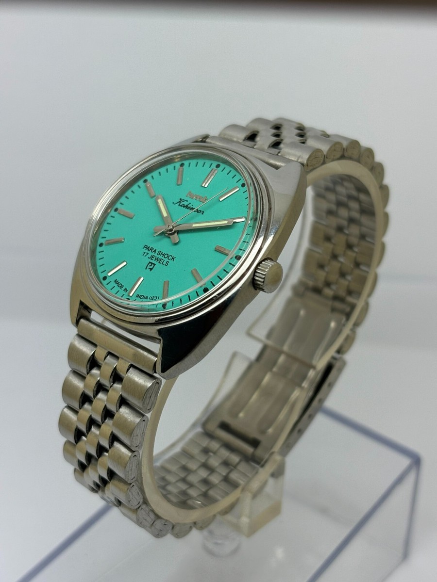 HMT Kohinoor Transparent Back Hand Winding Tiffany Blue Dial Men