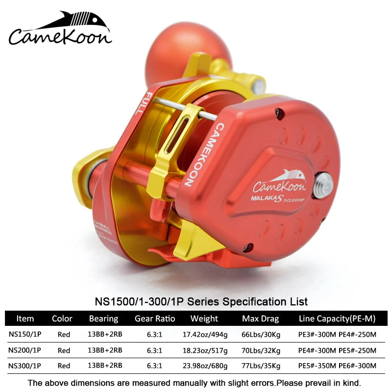 CAMEKOON Lever Drag Angelrolle mit Schiebebremse Trolling Angelrolle Meeresrolle - Bild 2 von 4