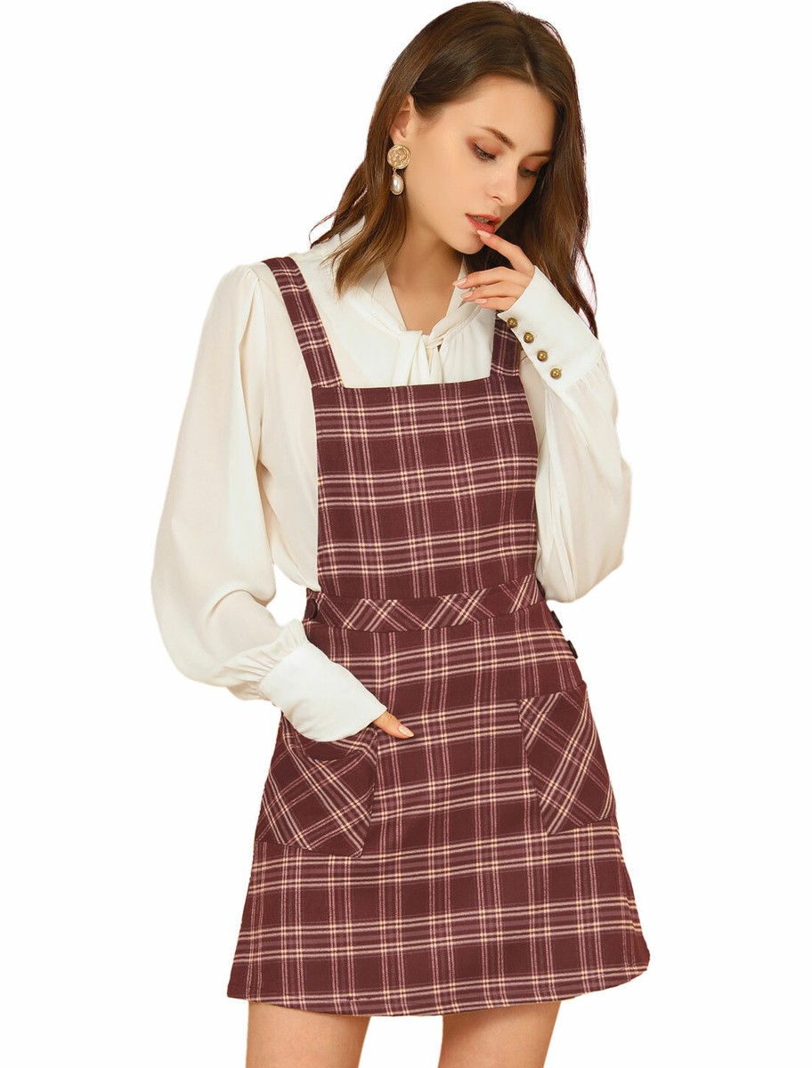 pink plaid overall dress Girls 2 Pc Outfit PINK PLAID OVERALLS DRESS Jumper S/S T-SHIRT Size XXL 18