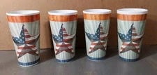 Citrus Grove Melamine Large Drinking Cup America Stars USA 4pc 6.5x3.5'' Outdoor
