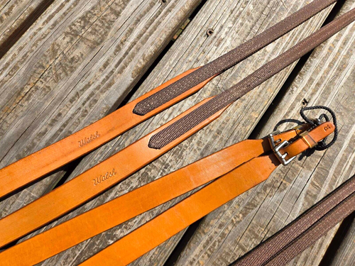New WALSH Brown Leather Stitched Nylon Drive Lines Driving Reins~12.5' each side - Picture 8 of 16