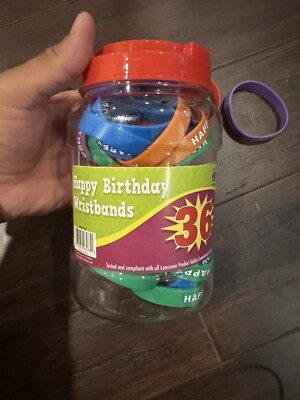Teacher Created Resources Happy Birthday Wristband, Pack of 36 R,B,G,O,P NEW