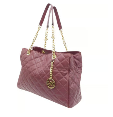 Michael Kors Quilted Md Chain Rose leather backpack&wallet Merlot NWT MICHAEL KORS ROSE BLACK MEDIUM CHAIN BACKPACK QUILTED MERLOT  main image 4