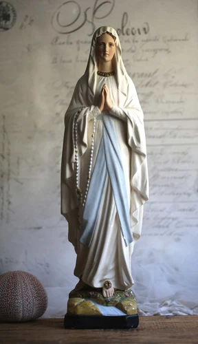 HUGE French Antique Madonna Statue Praying Large Virgin Mary Our Lady of Lourdes