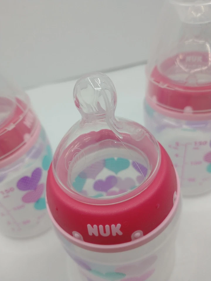 Детские бутылочки NUK 3 упаковки 5 унций розовые 0+ месяцев - Изображение 4 из 4