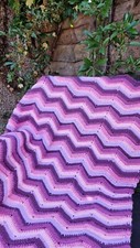 Crochet Handmade Baby Blanket Purpple Pink Shadows Size 30X26 inc