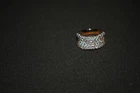 Antique vintage silver ring with stones. 925 gold plated silver