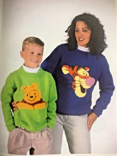 Disney Winnie The Pooh & Pals Knitting Sweater Patterns Book Kids Adults 24"-52" - 第 5/5 張圖片