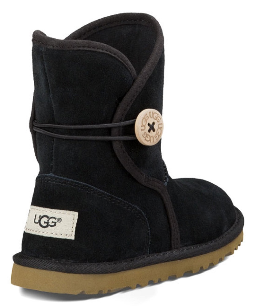 UGG Boots Casual Leona Solid Black Slip On Mild Weather Toddler