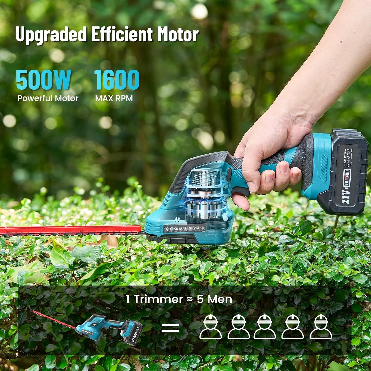 Seesii Cordless Pole Saw Brush Cut Gas Hedge Trimmer Tree Weed 10ft Telescopic